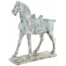 Grande statuette Cheval en résine patinée