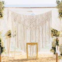 Langray - Grande tapisserie tissée en macramé, style moderne et chic en coton bohème fait à la main pour décoration de maison de mariage, chambre à