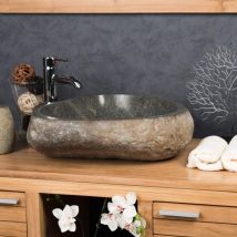 Wanda Collection - Grande vasque en pierre naturelle galet de rivière 50 cm