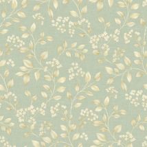 Blossom Trail Sage Green Wallpaper Textured Floral Paste The Wall Vinyl - Grandeco