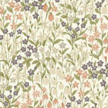 Ciara Floral Green Pink Wallpaper Garden Textured Paste The Wall Vinyl - Grandeco