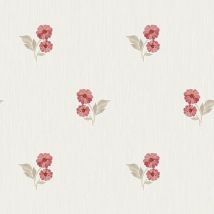 Grandeco - Clematis Sprig Red Wallpaper Floral Classic Textured Vinyl Feature Wall