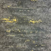 Grandeco - Industrial Stone Concrete Wallpaper Paste The Wall Black Metallic Gold