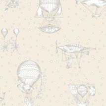 Grandeco - Jack n Rose Hot Air Baloon Cream Wallpaper Nursery Past The Wall Vinyl