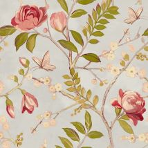 Grandeco - Lola Red Wallpaper Floral Flowers Plants Modern Contemporary Trendy
