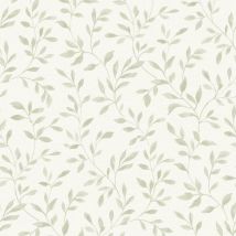 Grandeco - Narine Sage Green Wallpaper Floral Leaves Textured Paste The Wall Vinyl