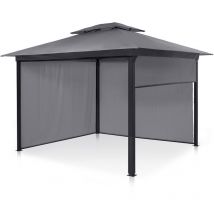 Grandezza Cortina - Pavillon de Jardin, 4 Parties latérales avec mécanisme de roulement, Acier thermolaqué, Toit à revêtement Hydrofuge, antirouille,