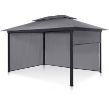 Pavillon de jardin Blumfeldt Grandezza Cortina, surface couverte: 3x4 m, 4 parties latérales avec mécanisme de roulement, acier thermolaqué, toit à