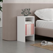 Decortie - Grandmas Modern Bedside Table White Zigzag 29.6cm Narrow - White