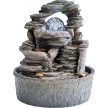 Hiroto Raumbrunnen inkl. Glaskugel Pumpe und LED-Beleuchtung Wasserspiel H25 x D21cm - Granimex