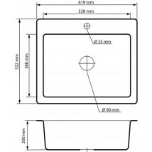 Granitan - granit évier 1 compartiment planche chêne imprégné zante