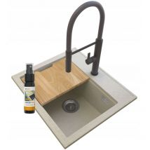 Granitan - granit foxal beige évier + mitigeur haut noir