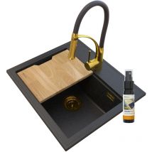 Granitan - granit foxal golden line évier + mitigeur nexo gold