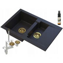 Granitan - vier en granit noir avec particules d'or 1.5 bac forma