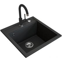 Granitspüle mit Armatur , Schwarz, 49 x 50 cm mit Armatur Schwarz, Bergström