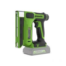 Greenworks - G24CS10 Grapadora de Corona Inalámbrica, 60pcs/min para Grapas de 6-14 mm o Tipo t de 15 mm, sin Batería de 24V y Cargador, Garantía de