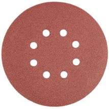 Disques abrasifs 150 mm, grain 40/60/80/100/120/150, 5 pièces avec 8 trous, corindon électrique, revêtement semi-ouvert, support papier type e