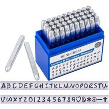 Mezheng - 42PCS Jeu de Timbres en métal, Lettres et Chiffres, 3 mm, Acier au Carbone, a-z et 0-9, Symboles de l'amour, Outil de Presse pour