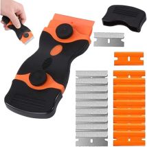 Grattoir, Grattoir à double tranchant, Grattoir pour Plaque Vitrocéramique avec 10pcs Lames Extra en Métal et 10pcs Lames en Plastique, pour Enlever