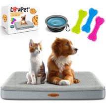 Lit orthopédique pour chien Coussin pour chien Corbeille pour chien Cookie Ecuelle incluse + 3X os à mâcher Canapé pour chiens petits Moyens & grands