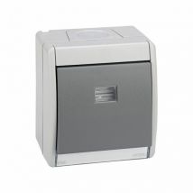 Grauer Druckknopf 10ax 250v mit leuchtendem IP55 Simon 44 Aqua 4490160-035