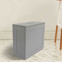 Teetok - Gray Shaker Slimline Wooden Multi Purpose Bathroom Storage Unit 37 x 33 x 17 cm Toilet Roll Paper Cabinet Bathroom Box