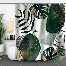 Linghhang - Green) Simple Abstract Leaf Pattern Shower Curtain-180x180cm,, Machine Washable Polyester Shower Curtain with 12 Hooks, Bathroom Tub