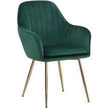 Warmiehomy - Green 2Pcs Velvet Upholstered Dining Chairs with Polished Gold Legs