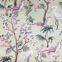 Nina Home Wallpapers - Green Blossom Birds Wallpaper Nina Home Floral Tropical Tree Pink Paste The Wall