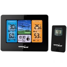 Green Blue GB215 Stazione meteo wireless con Wi-Fi compatibile con tuya, Sensore esterno Calendario Pevisioni meteo Barometro