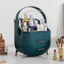 Warmiehomy - Green Elegant Makeup Storage Organizer Box with Drawers and Handle