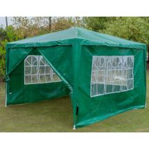 Green- Garden Gazebo with Sides 3M x 3M Outdoor Garden Shelter with Detachable Sides Waterproof Beach Party Festival Camping Tent Canopy Wedding