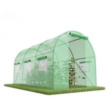 Eurospen - Serre de Jardin Tunnel 7m² - bâche armée - avec fenêtres latérales et porte zipée
