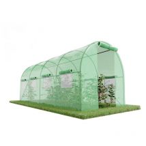 Eurospen - Serre de Jardin Tunnel 9m² - bâche armée - avec fenêtres latérales et porte zipée