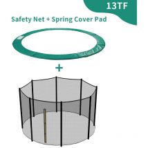 Green Bay - Greenbay 13FT Green Trampoline Replacement Spring Cover Padding Pad & Safety Net Enclosure Netting