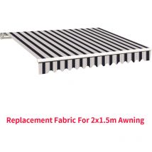 Greenbay 2 x 1.5m Garden Patio Awning Canopy Sun Shade Shelter Replacement Fabric Blue-White