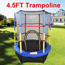 Greenbay - 4.5FT 55' Kids Trampoline Complete Set with Safety Net and Skirt Child Indoor Outdoor Activity Blue