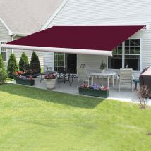Greenbay Full Cassette Electric Remote Controlled Retractable Garden Patio Canopy Awning 3.5x2.5M Wine Red