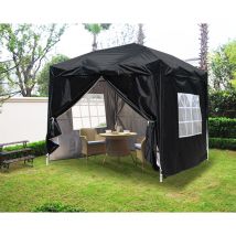 Greenbay Garden Pop Up Gazebo Party Tent Canopy With 4 Sidewalls and Carrying Bag Black 2x2M