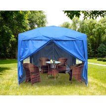 Green Bay - Greenbay Garden Pop Up Gazebo Party Tent Canopy With 4 Sidewalls and Carrying Bag Blue 2x2M