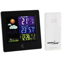 GB521B Stazione Meteo Meteorologica Senza Cavo Indoor Outdoor Igrometro Elettronico con Sistema dcf (Nero) - Greenblue