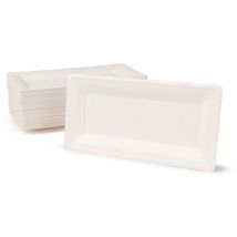 Greenbox Piatti Usa E Getta Di Canna Da Zucchero Compostabili I 50 Pezzi Piatti Da Festa Rettangolari 26 X 13 Cm Bianco I Piatti Biodegradabili In 