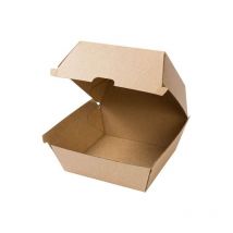 Take Away Burger Box 50 pezzi i Robusti Burgerbox con coperchio alto i Hamburger Box in cartone Kraft i Stabile To Go Burger Imballaggio 13 x 14 x 8