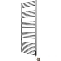 Greenedhouse - Greened House 600mm wide x 1600mm high Chrome Curved Electric Heated Towel Rail Designer Towel radiator