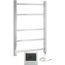 Greenedhouse - Greened House Cumbria Electric Square Tube Stainless Steel Heated Towel Rail 600x705mm Mirror Polished Finish + 7 Day Timer/Thermostat