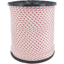 Corda di lanciatore - Diametro 2,5 mm - Alta qualità - Per tosaerba, decespugliatore, motosega e Plus - In poliammide bianca - Bordo rosso - Rotolo