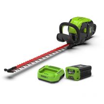 Greenworks - Taille-haie GD60HT66 sans Fil 60 v, Lames découpées au Laser de 66 cm, Moteur brushless, poignée rotative à 180 °, Batterie 2 Ah et