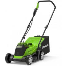 Greenworks - GD24LM33 Tondeuse à Gazon Sans Fil avec Moteur Sans Brosse pour Petites Pelouses Jusqu'à 280m², Largeur de Coupe 33cm, Sac de 30L sans