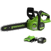 Greenworks Gd24cs30k4 Motosega A Batteria Con Motore Brushless, Lunghezza Barra 30cm, Velocità Catena 7,8m/s, Auto-lubrificante, Anti Contraccolpi, 