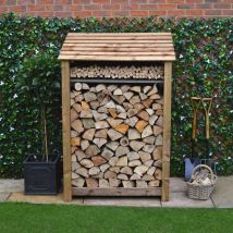 Rutland County Garden Furniture Ltd - Greetham 6ft Log Store with Kindling Shelf - L80 x W123 x H181 cm - Rustic Brown